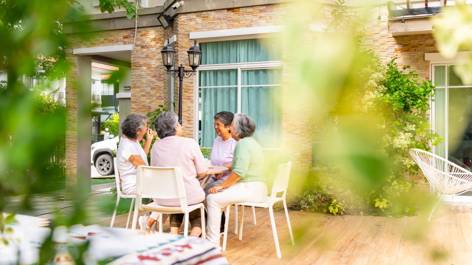 Group of Asian elderly woman meeting party together at home.